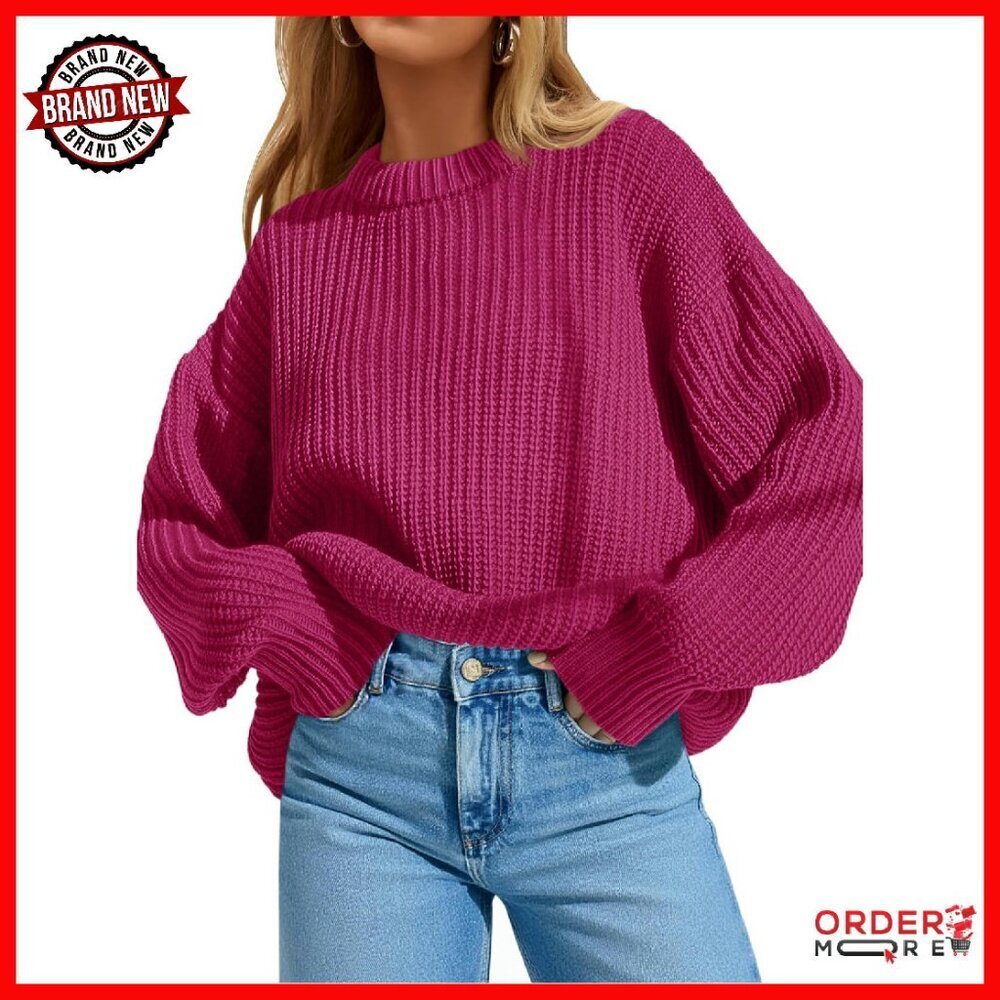 Oversized Chunky Knit Sweater Long Sleeve Crewneck Pullover Fall